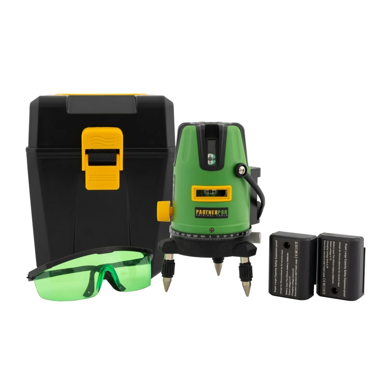 Nivelă laser 5 linii, 40m, ±2mm/5m, 2 acumulatori, Partner Pro