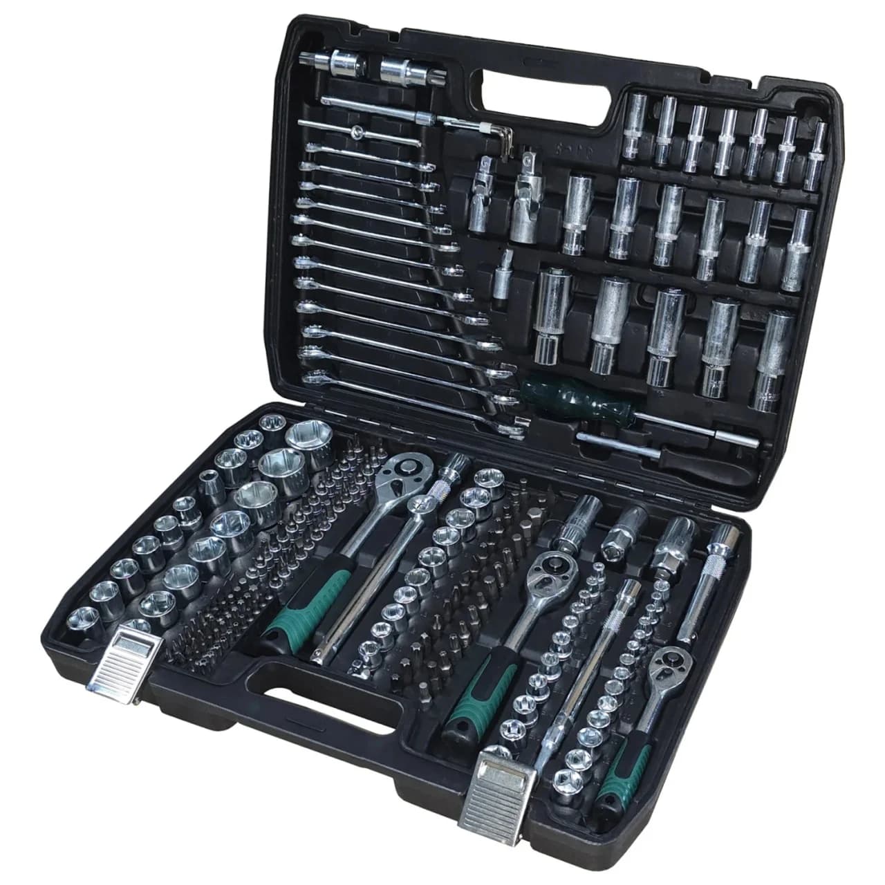 Set trusă chei 216 piese, tubulare 1/4" 3/8" 1/2", combinații și biți
