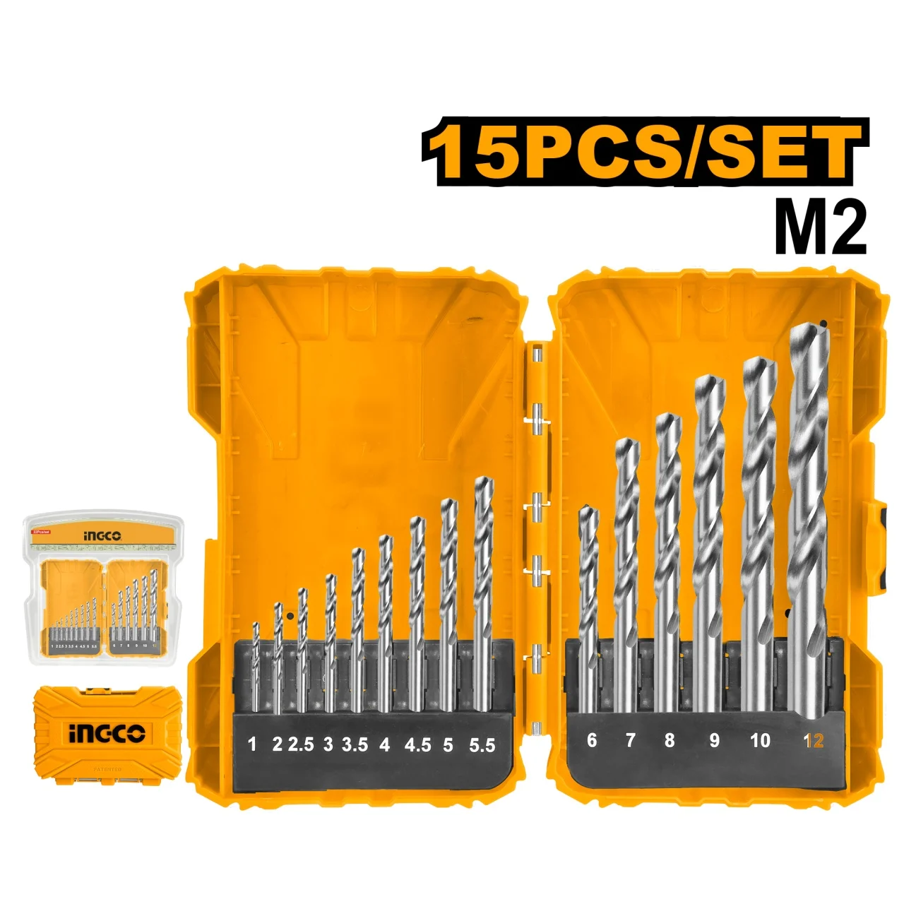Set Burghie Metal 15buc M2 HSS Profesionale 1-12mm, Ingco