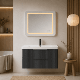 Set mobilier baie Mia, 3 piese, oglindă cu LED, 80 cm