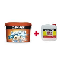 Vopsea lavabila interior Oskar Superweiss, anti-mucegai, alb mat, 15L + amorsa 4L